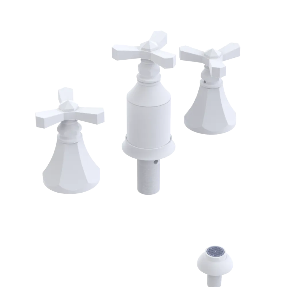 Rubinet Bidet Fitting with Spray, Diverter, and Vacum Breaker (Less Drain) Matt White