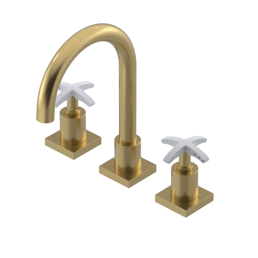 Rubinet Widespread Lav. Set. (less drain) Satin Brass