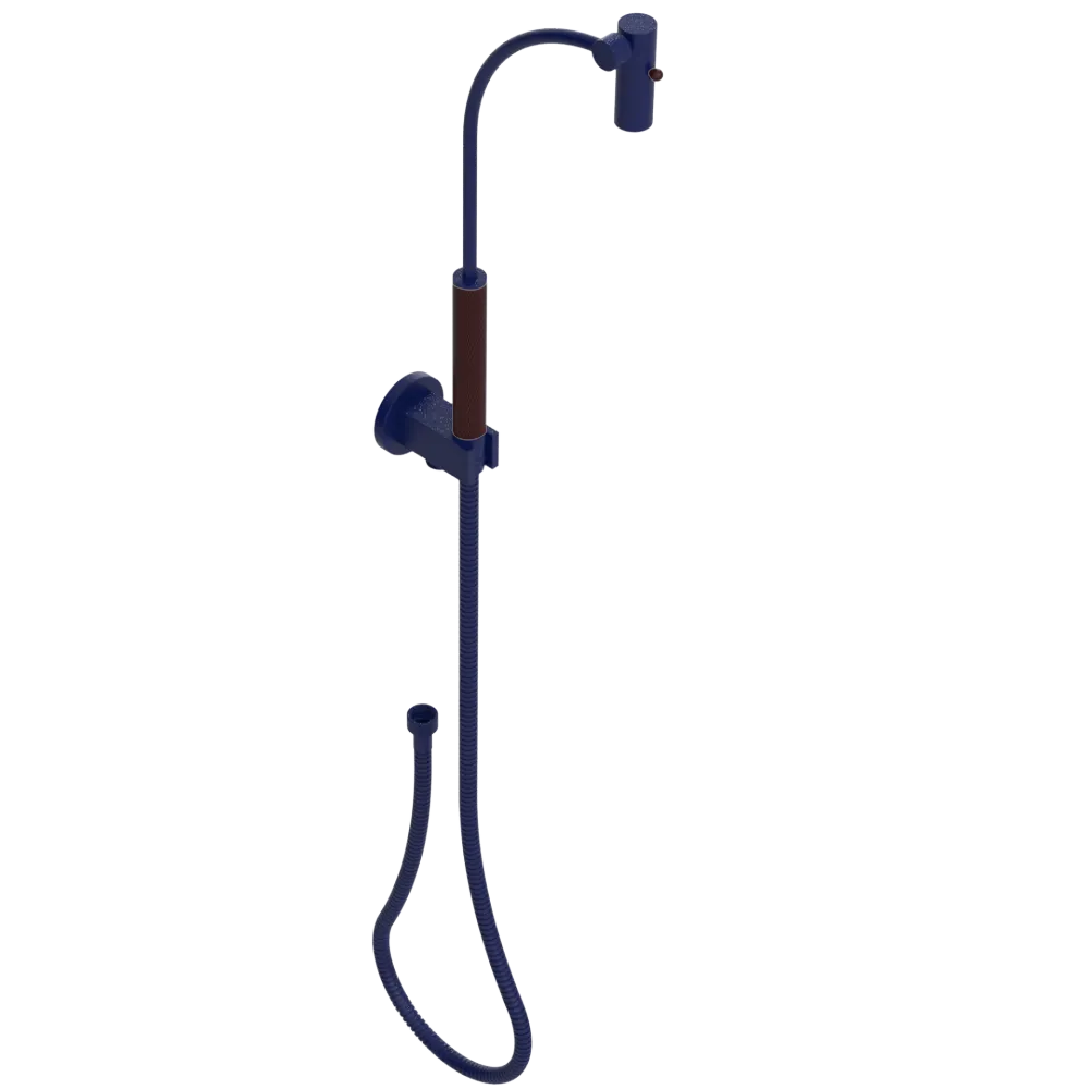 Rubinet Hand Held Shower Bidet with Extended Reach & Dual Function Spray Including Wall Bracket with Supply & Hose (Round) Midnight Blue