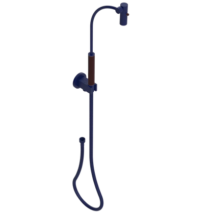Rubinet Hand Held Shower Bidet with Extended Reach & Dual Function Spray Including Wall Bracket with Supply & Hose (Round) Midnight Blue