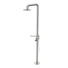 Rubinet Pressure Balance Outdoor Shower with Hand Held Shower & 10" Shower Head (with shelf) - 304 Stainless Steel Polished Nickel