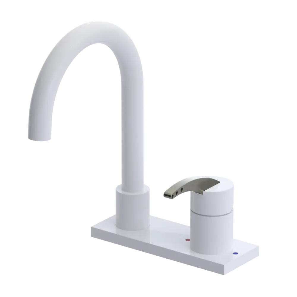 Rubinet 4" Centre Single Control Lav. Set. (less drain) White