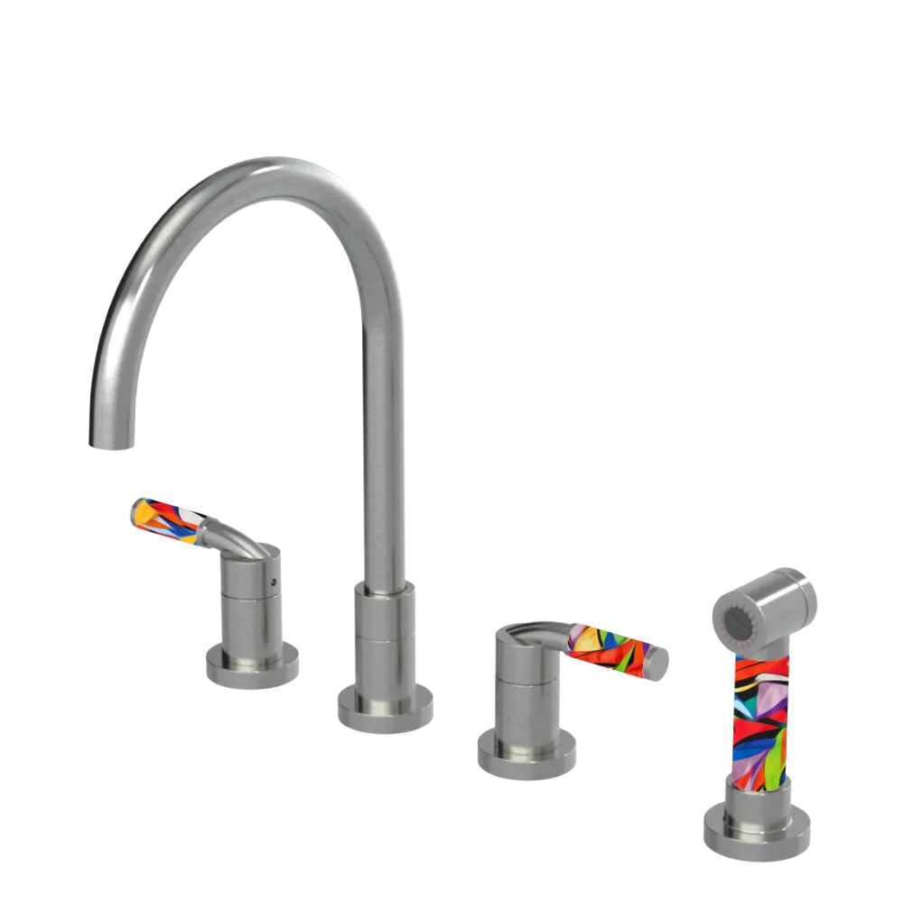 Rubinet Widespread Kitchen Set with Hand Spray Satin Nickel