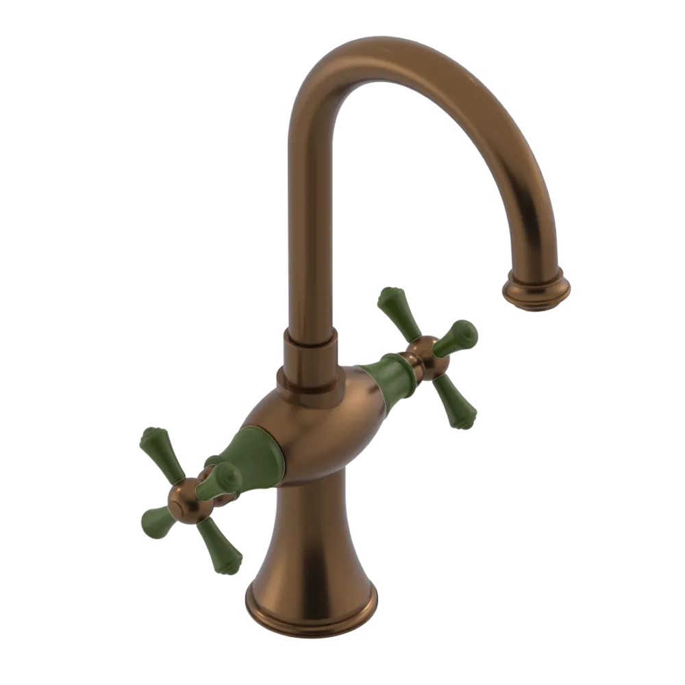 Rubinet Single Hole Dual Handle Lav. Set. (less drain) Tuscan Brass