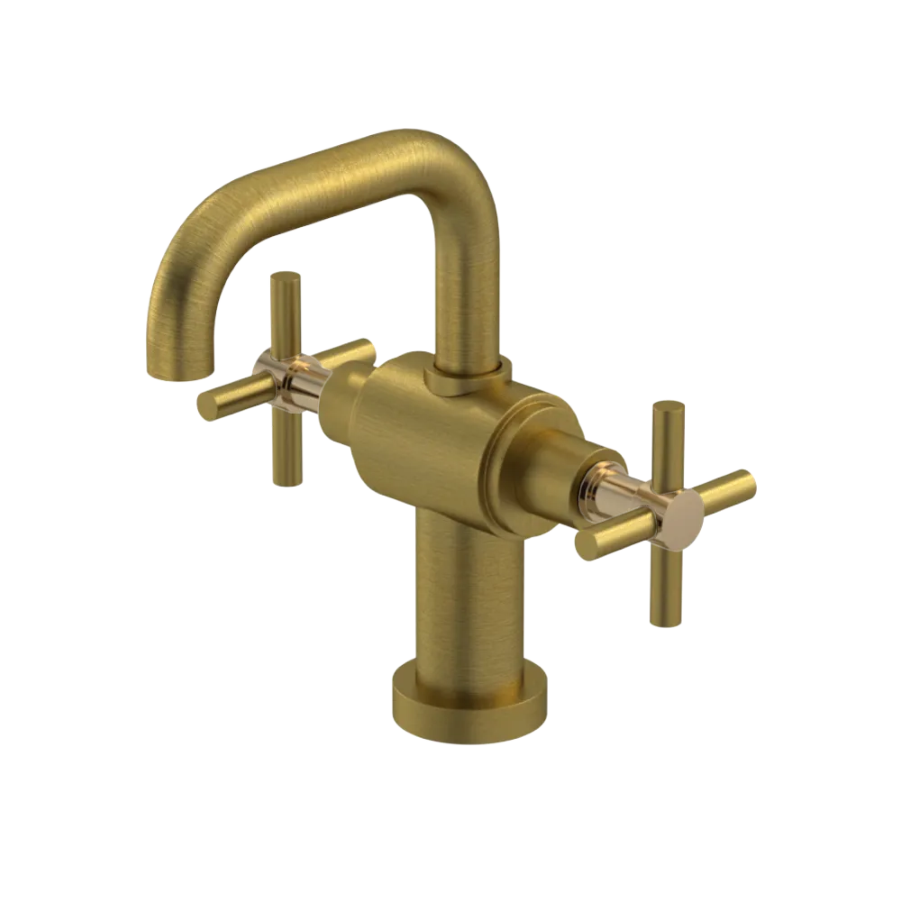 Rubinet Single Hole Dual Handle Lav. Set. (less drain) Antique Brass Matt