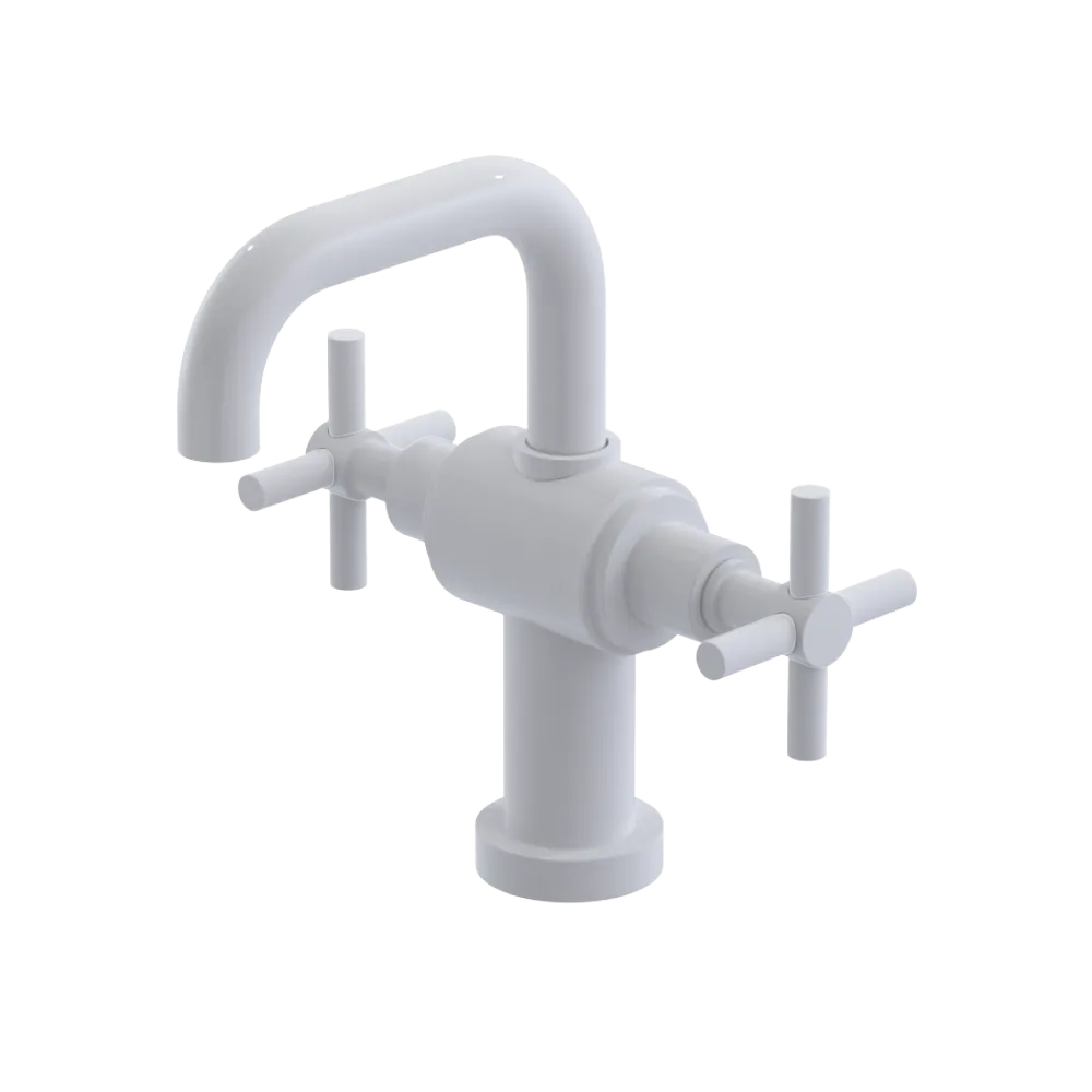Rubinet Single Hole Dual Handle Lav. Set. (less drain) White