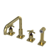 Rubinet Widespread Kitchen Set with Genesis Spout with Hand Spray Natural Brass