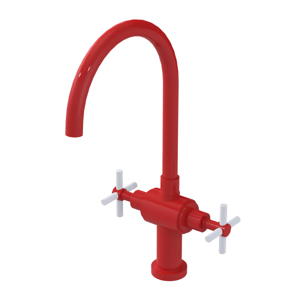 Rubinet Two Handle Single Hole Kitchen Set with LaSalle Spout Red
