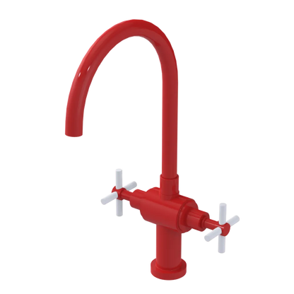 Rubinet Two Handle Single Hole Kitchen Set with LaSalle Spout Red