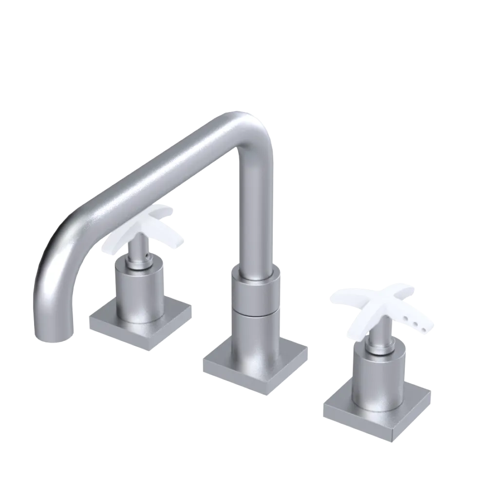 Rubinet Widespread Kitchen Set with Genesis Spout Satin Chrome