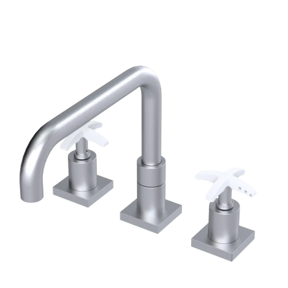 Rubinet Widespread Kitchen Set with Genesis Spout Satin Chrome