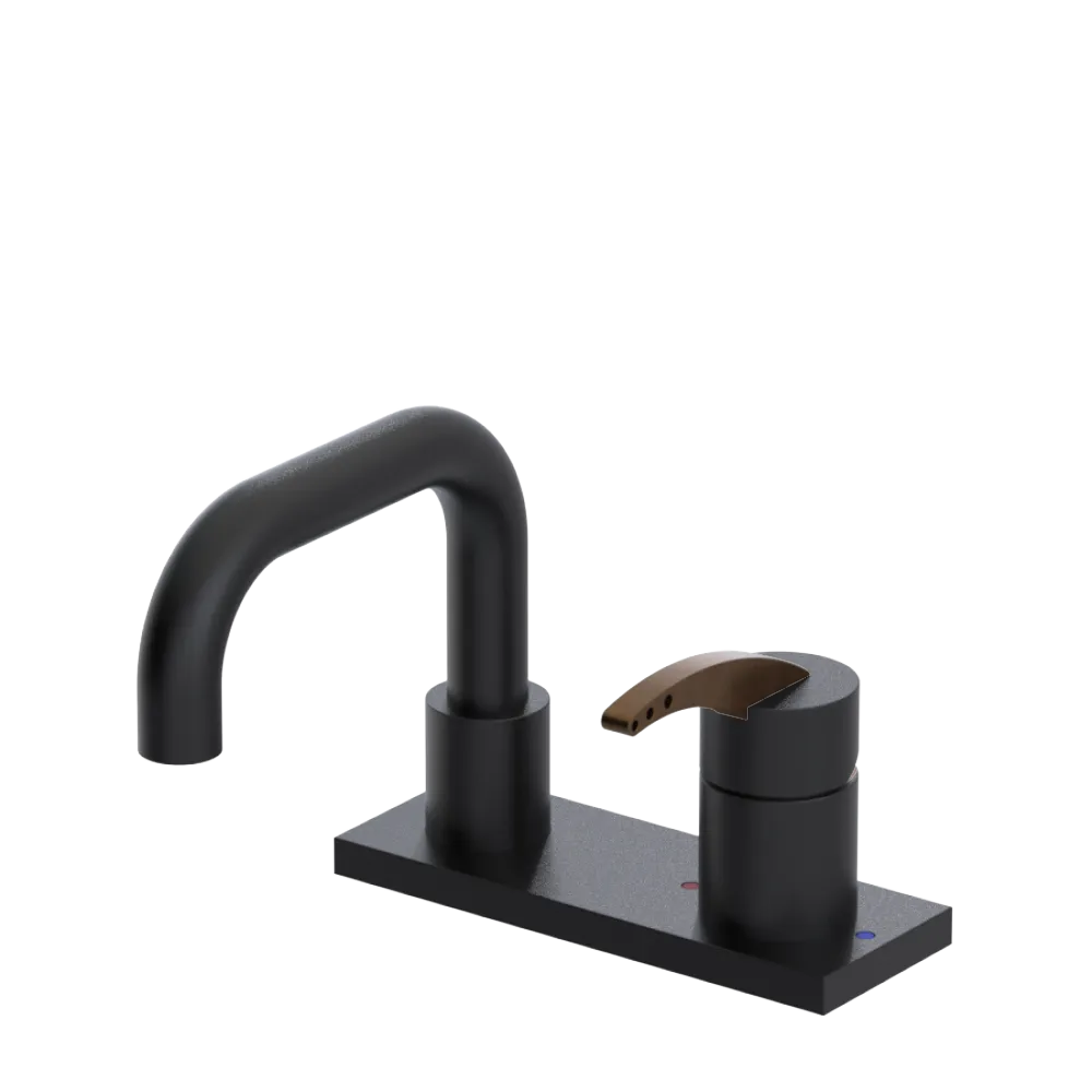 Rubinet 4" Centre Single Control Lav. Set. with Genesis spout (less drain) Matt Black