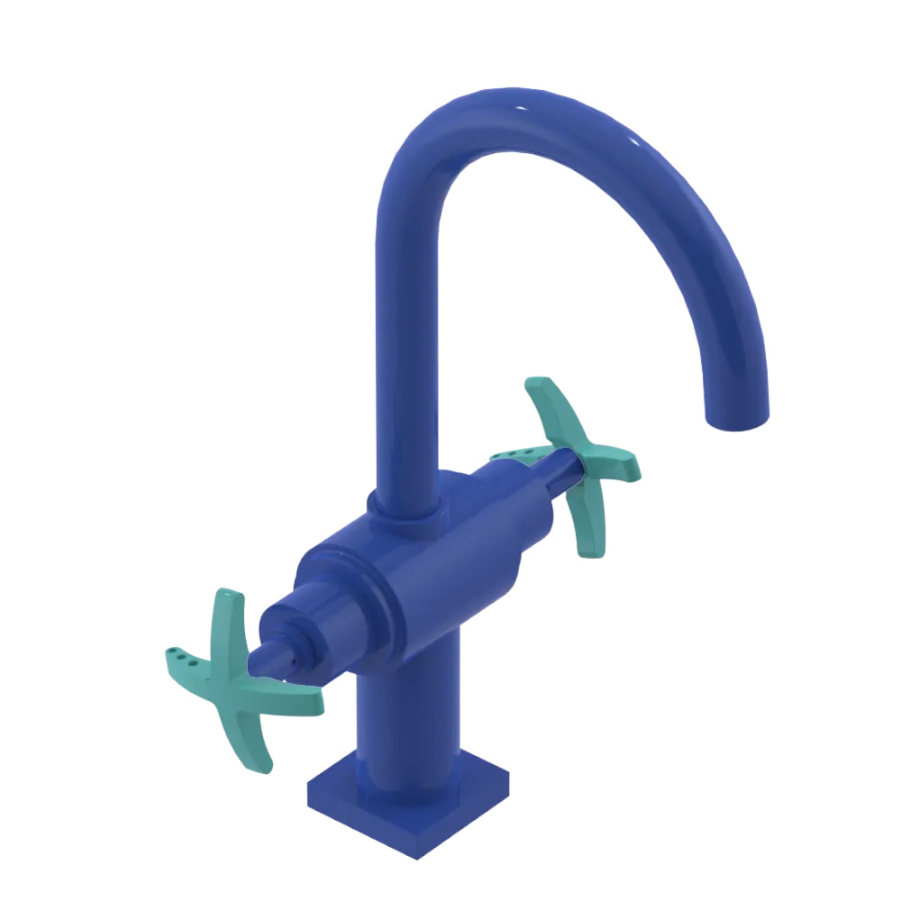Rubinet Single Hole Dual Handle Lav. Set. (less drain) Blu Jean