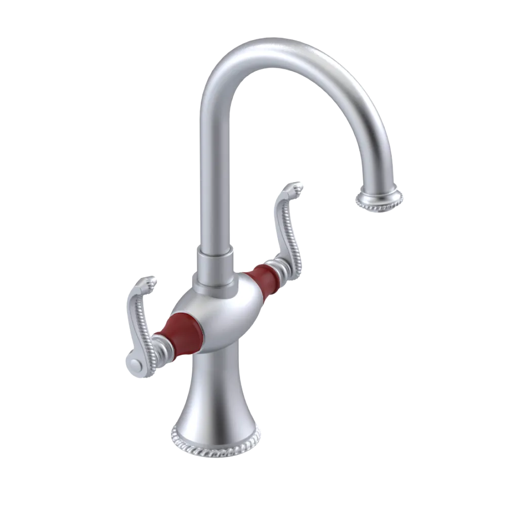Rubinet Single Hole Dual Handle Lav. Set. (less drain) Satin Chrome