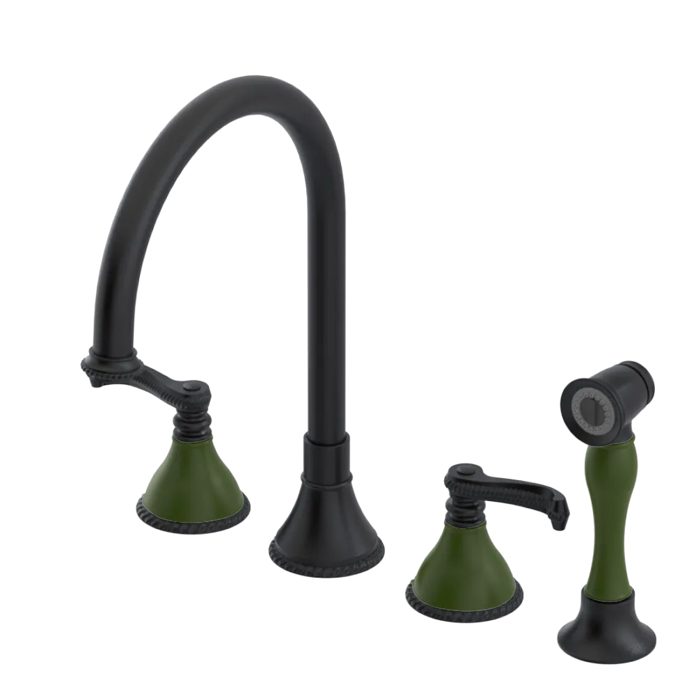 Rubinet Widespread Kitchen Set with Hand Spray Matt Black