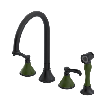 Rubinet Widespread Kitchen Set with Hand Spray Matt Black