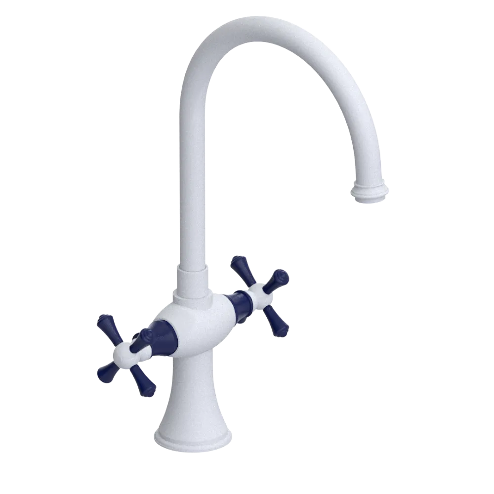 Rubinet Two Handle Single Hole Kitchen Set Matt White