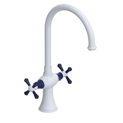 Rubinet Two Handle Single Hole Kitchen Set Matt White