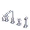 Rubinet Widespread Kitchen Set with Genesis Spout with Hand Spray Satin Chrome