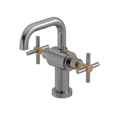 Rubinet Single Hole Dual Handle Lav. Set. (less drain) Polished Nickel