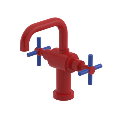 Rubinet Single Hole Dual Handle Lav. Set. (less drain) Red