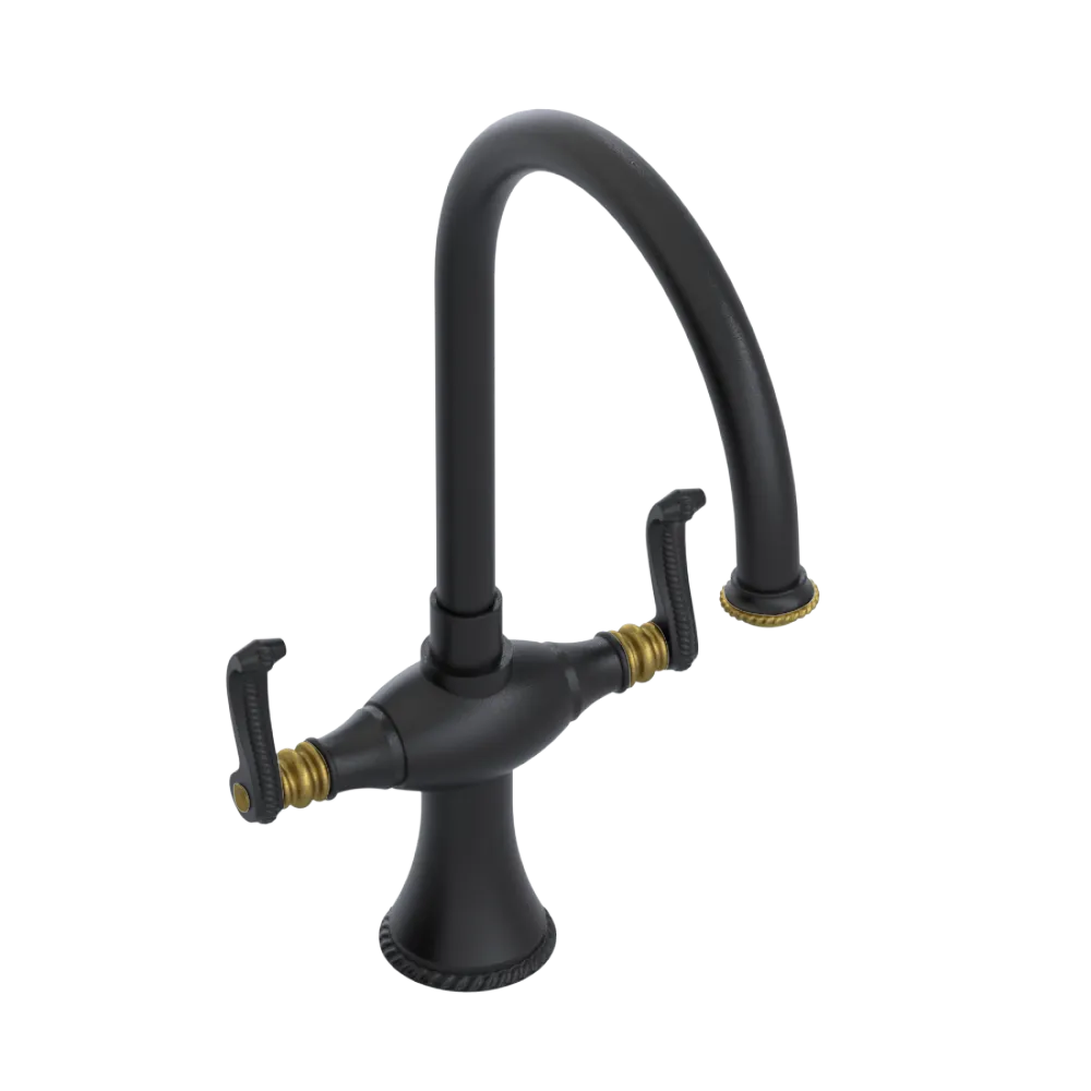 Rubinet Two Handle Single Hole Kitchen Set Matt Black