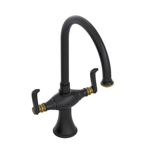 Rubinet Two Handle Single Hole Kitchen Set Matt Black