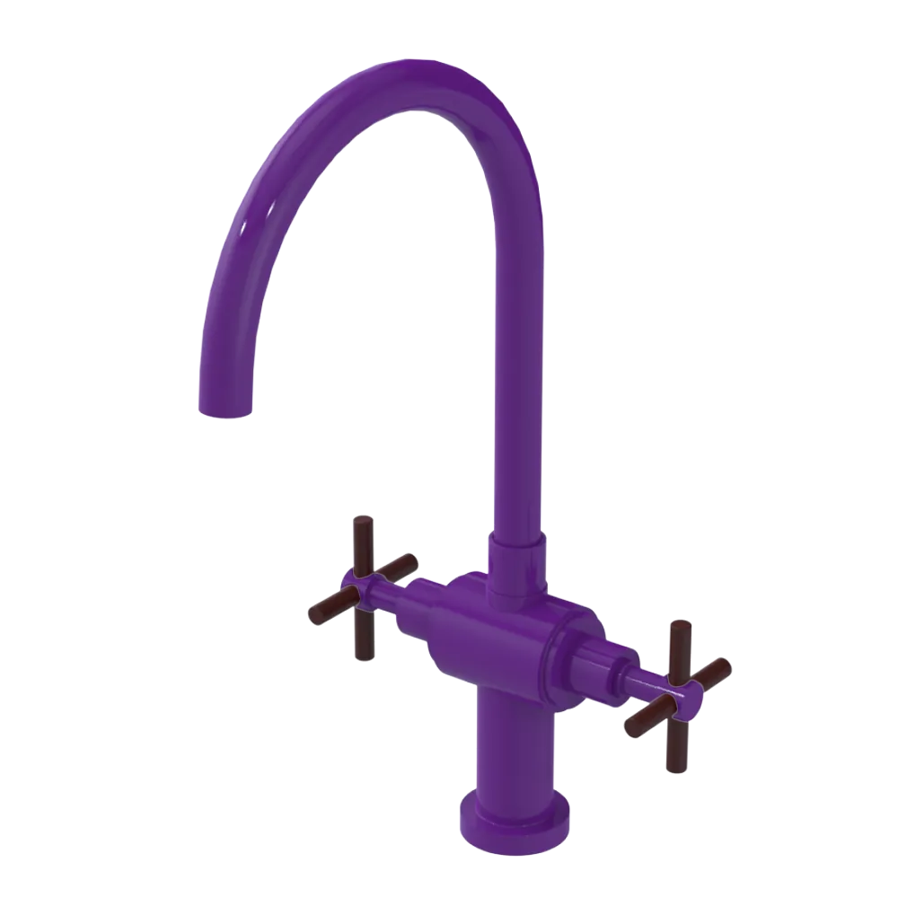 Rubinet Two Handle Single Hole Kitchen Set with LaSalle Spout Purple Haze