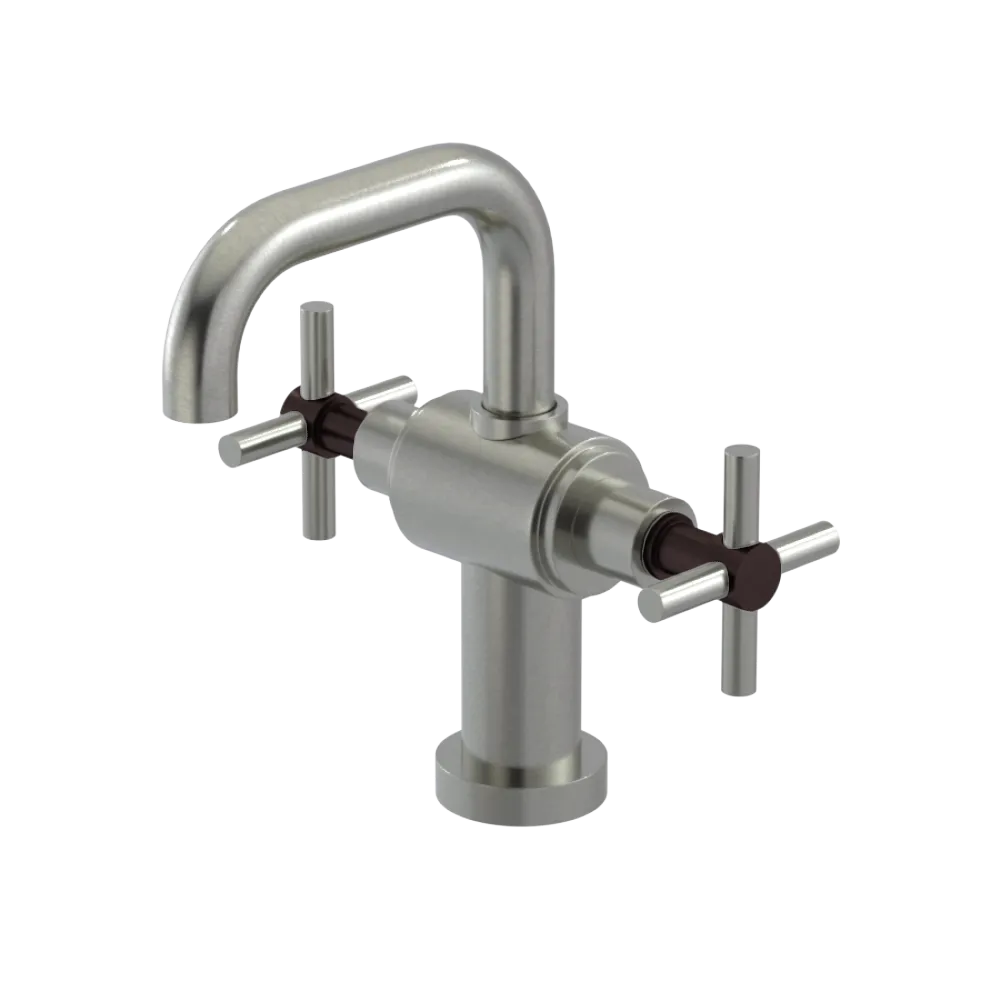 Rubinet Single Hole Dual Handle Lav. Set. (less drain) Satin Nickel
