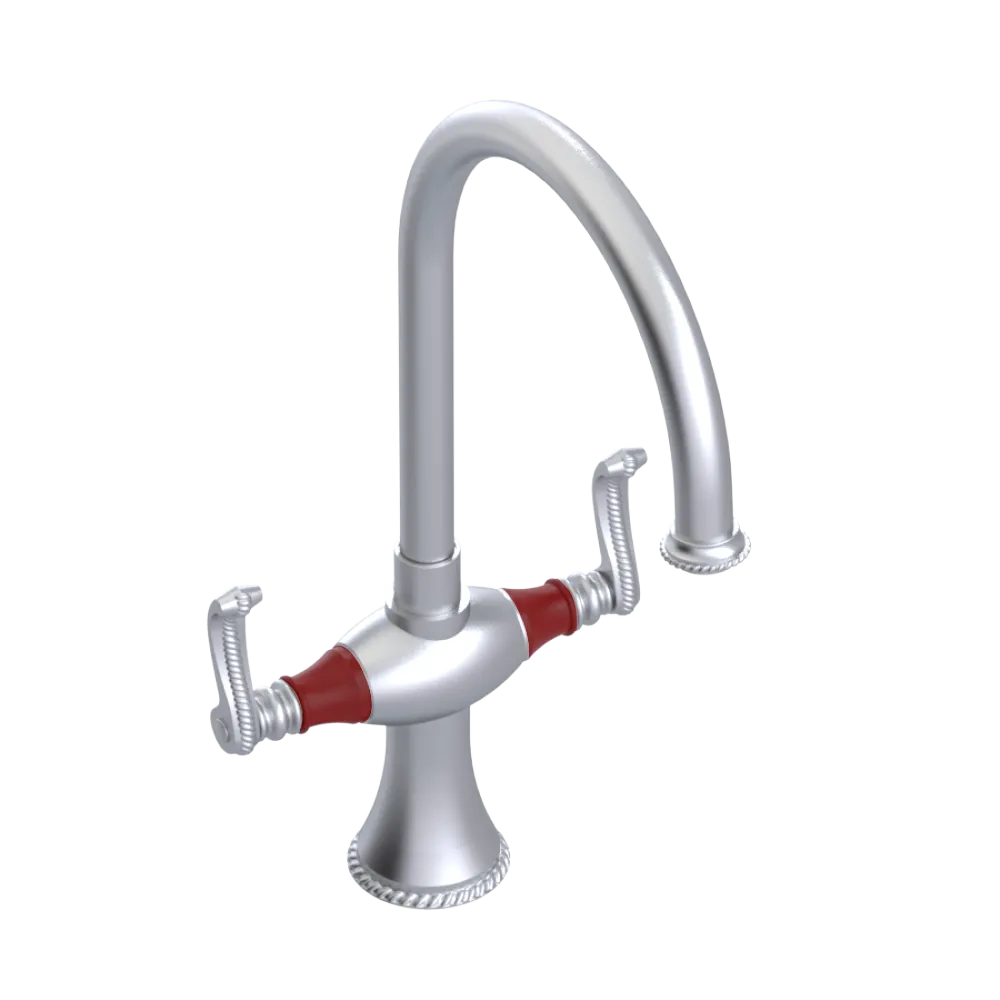 Rubinet Two Handle Single Hole Kitchen Set Satin Chrome