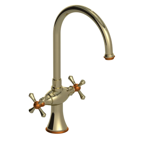 Rubinet Two Handle Single Hole Kitchen Set Natural Brass