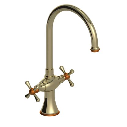 Rubinet Two Handle Single Hole Kitchen Set Natural Brass
