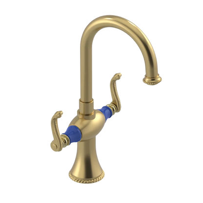 Rubinet Single Hole Dual Handle Lav. Set. (less drain) Satin Gold