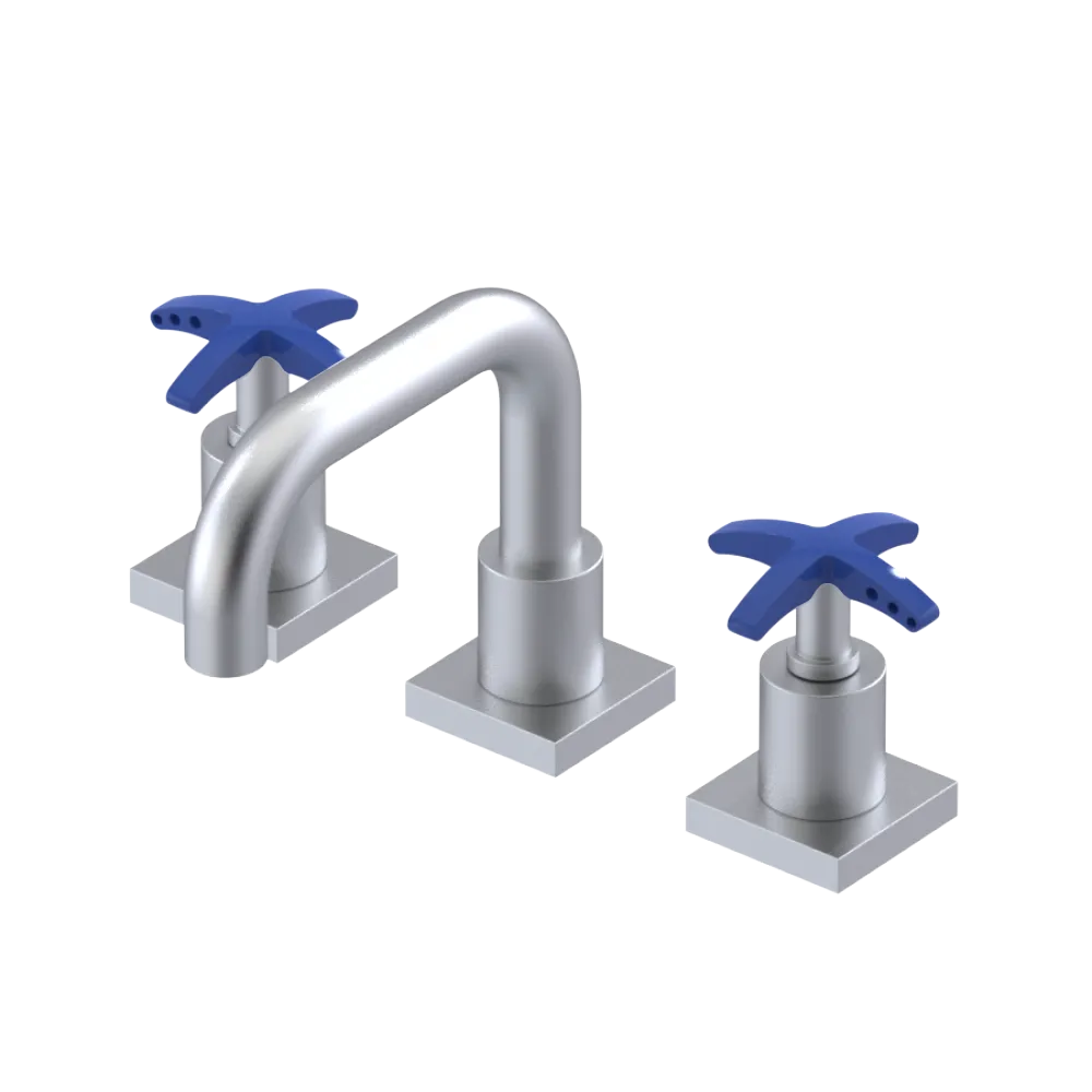 Rubinet Widespread Lav. Set. with Genesis spout (less drain) Satin Chrome