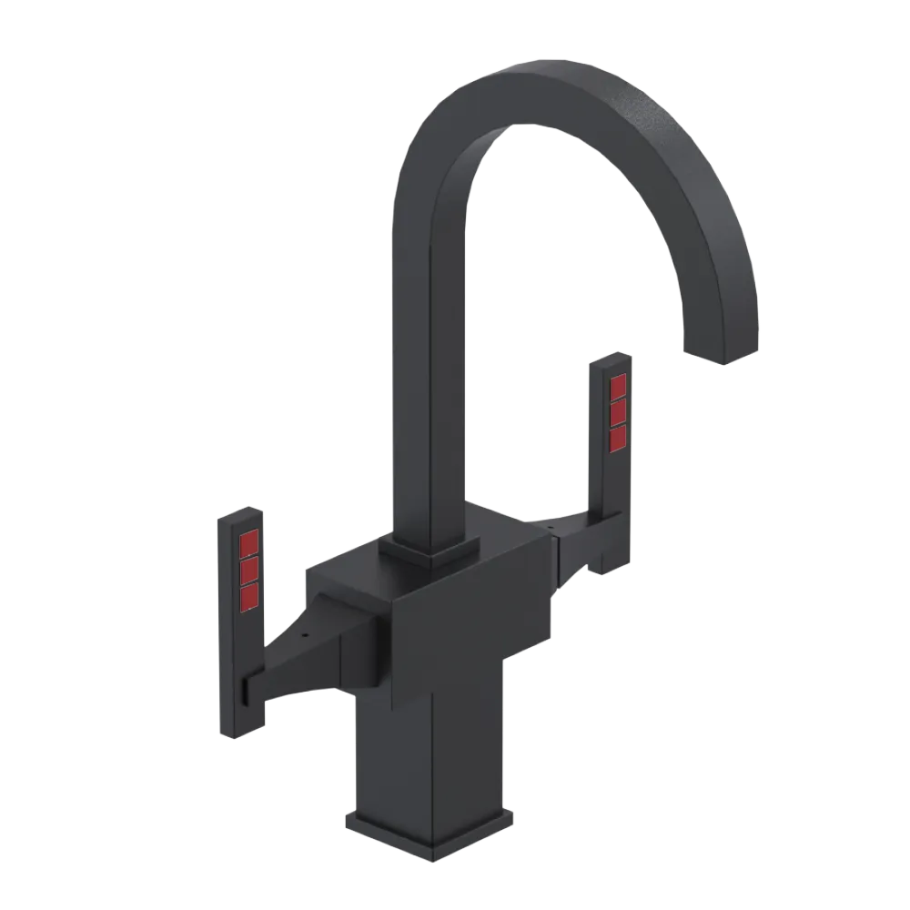 Rubinet Single Hole Dual Handle Lav. Set. (less drain) Matt Black