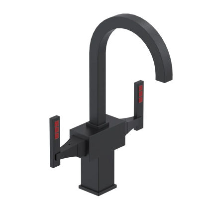Rubinet Single Hole Dual Handle Lav. Set. (less drain) Matt Black