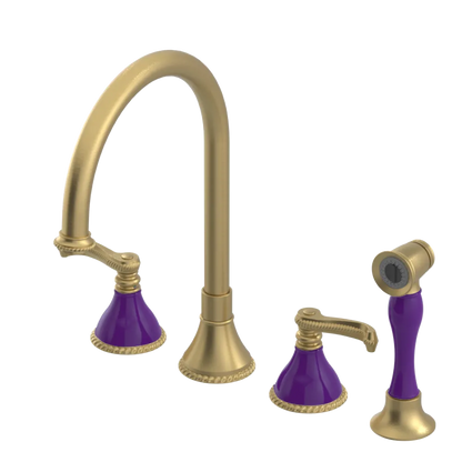 Rubinet Widespread Kitchen Set with Hand Spray Satin Gold