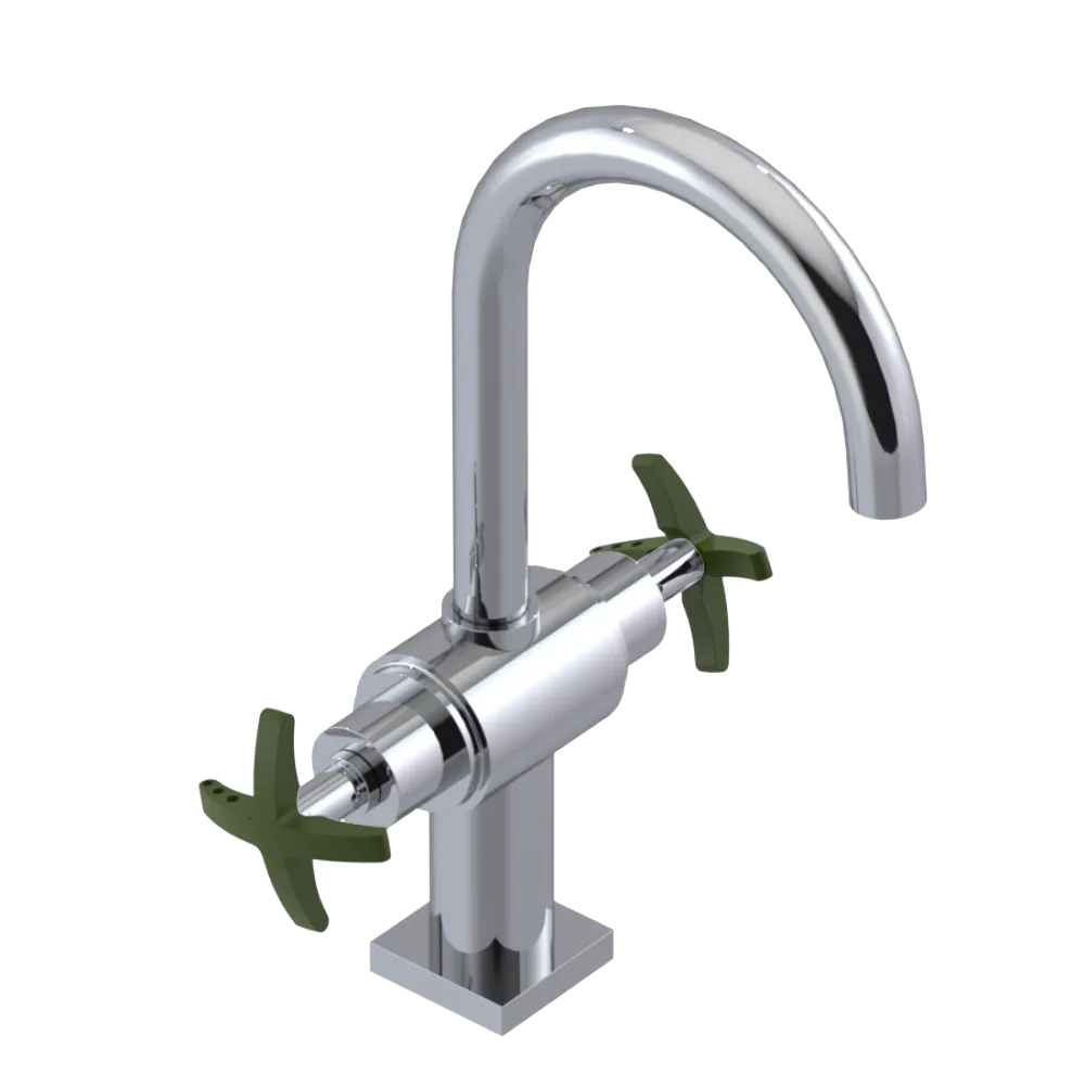 Rubinet Single Hole Dual Handle Lav. Set. (less drain) Chrome