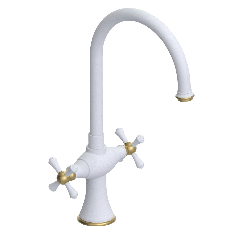 Rubinet Two Handle Single Hole Kitchen Set Matt White