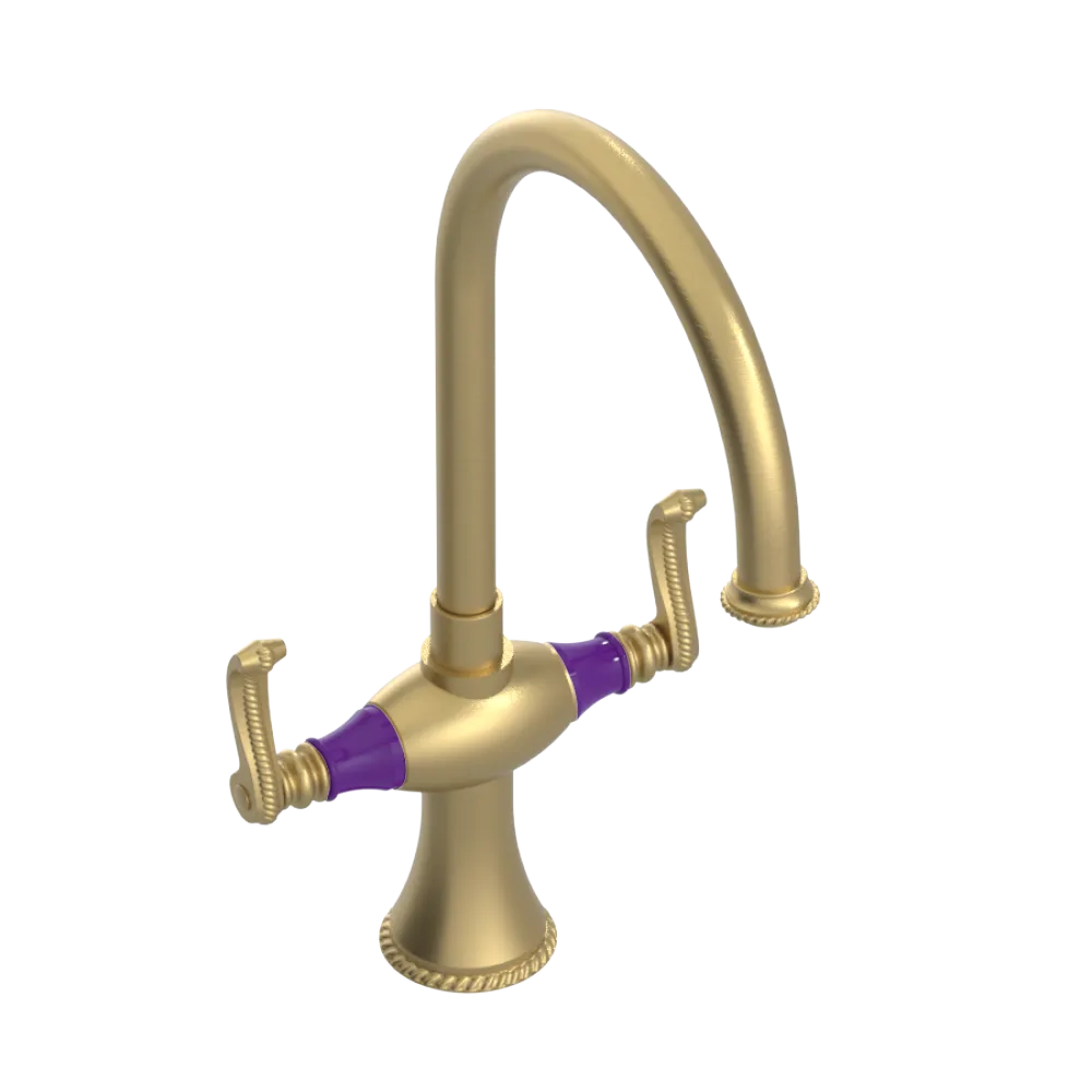 Rubinet Two Handle Single Hole Kitchen Set Satin Brass