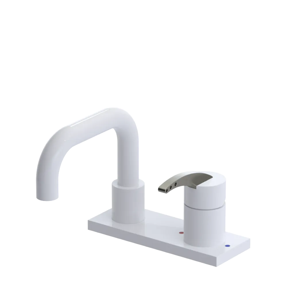 Rubinet 4" Centre Single Control Lav. Set. with Genesis spout (less drain) White