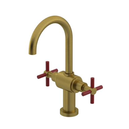 Rubinet Single Hole Dual Handle Lav. Set with LaSalle Spout (less drain) Antique Brass Matt