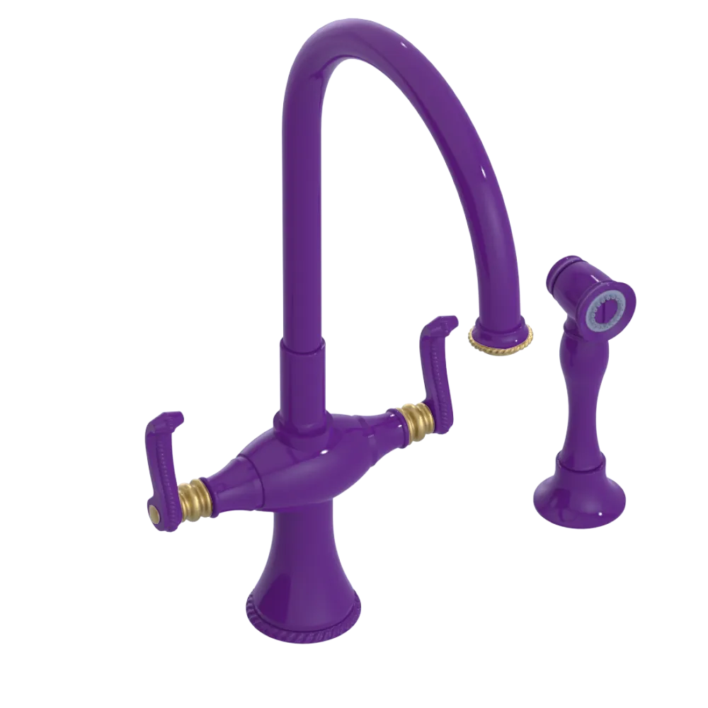 Rubinet Two Handle Single Hole Kitchen Set with Hand Spray Purple Haze