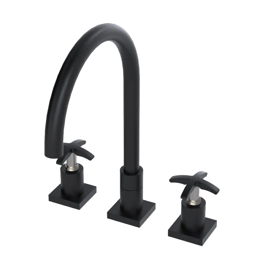 Rubinet Widespread Kitchen Set Matt Black