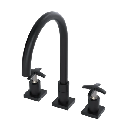 Rubinet Widespread Kitchen Set Matt Black