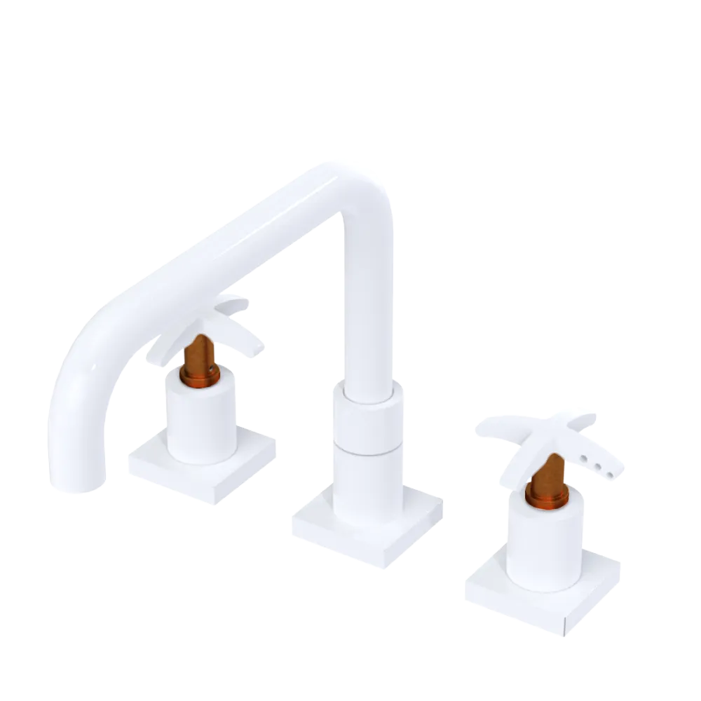 Rubinet Widespread Kitchen Set with Genesis Spout White