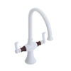 Rubinet Two Handle Single Hole Kitchen Set White