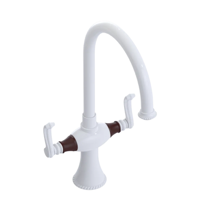 Rubinet Two Handle Single Hole Kitchen Set White