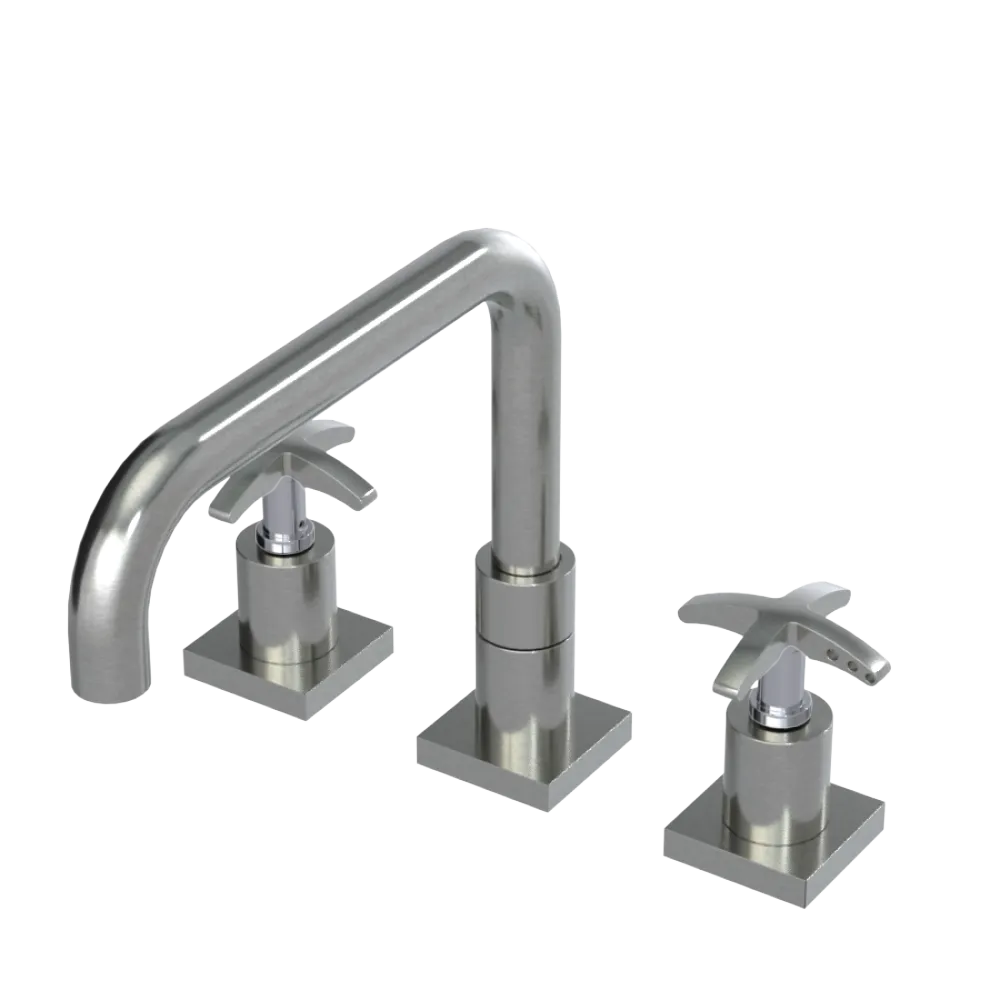 Rubinet Widespread Kitchen Set with Genesis Spout Satin Nickel