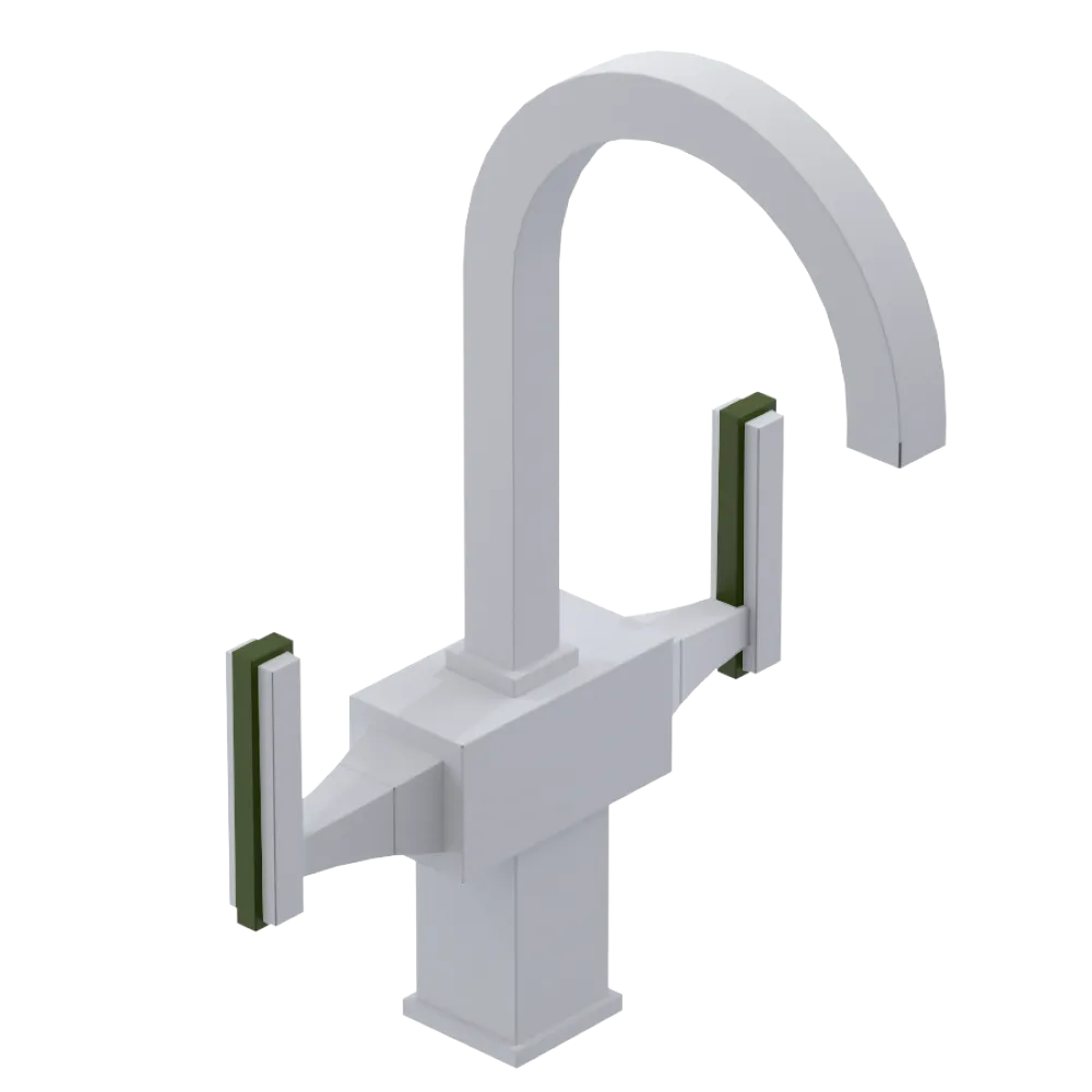 Rubinet Single Hole Dual Handle Lav. Set. (less drain) Matt White